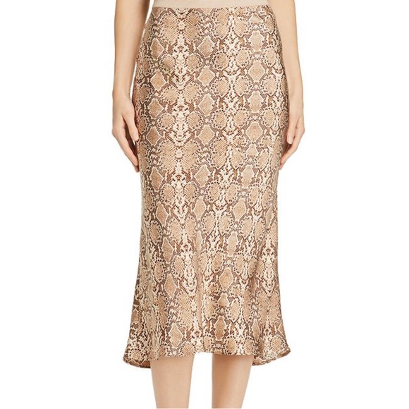 NWOT Anine Bing Snake Print Python Silk Slip Mermaid Skirt S - Picture 1 of 6